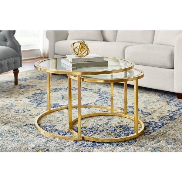 Home Decorators Collection Cheval 2-Piece 30 In. Gold/Glass Medium ... throughout Unveiling the Allure of 35" Gold Glass Round Nested Coffee Tables A Comprehensive Guide