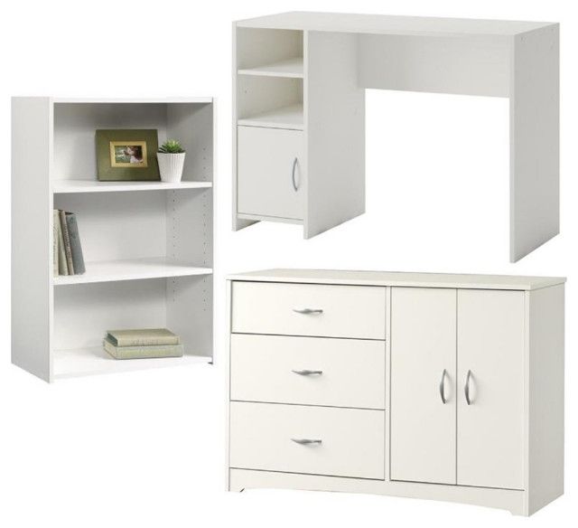 Home Square 3 Piece Set With Computer Desk Bookcase And Bedroom Dresser ... in