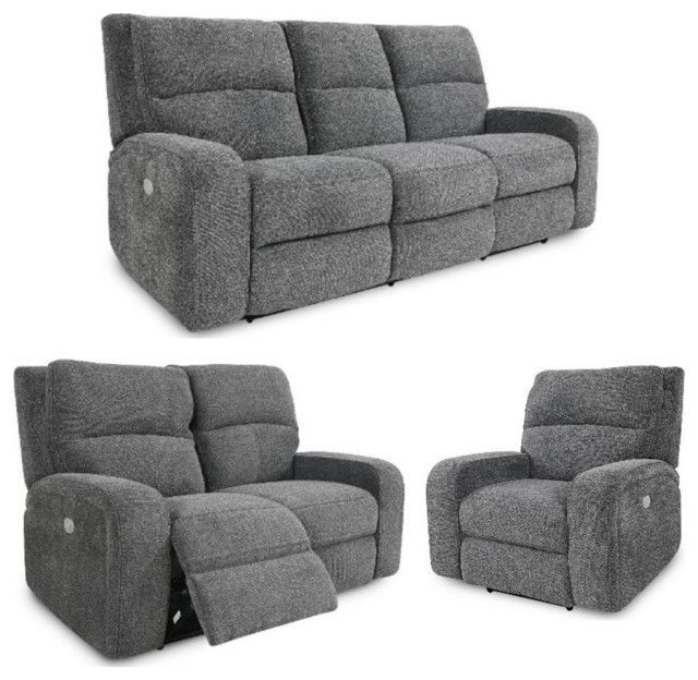 Home Square 3-Piece Set With Recliner & Loveseat & Sofa In Bizmark Gray ... with Finding the Perfect Placement for Your Home Square 3-Piece Set