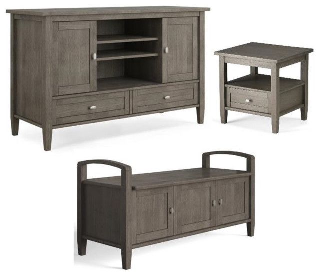 Home Square 3-Piece Set With Tv Media Stand End Side Table & 44 ... with regard to