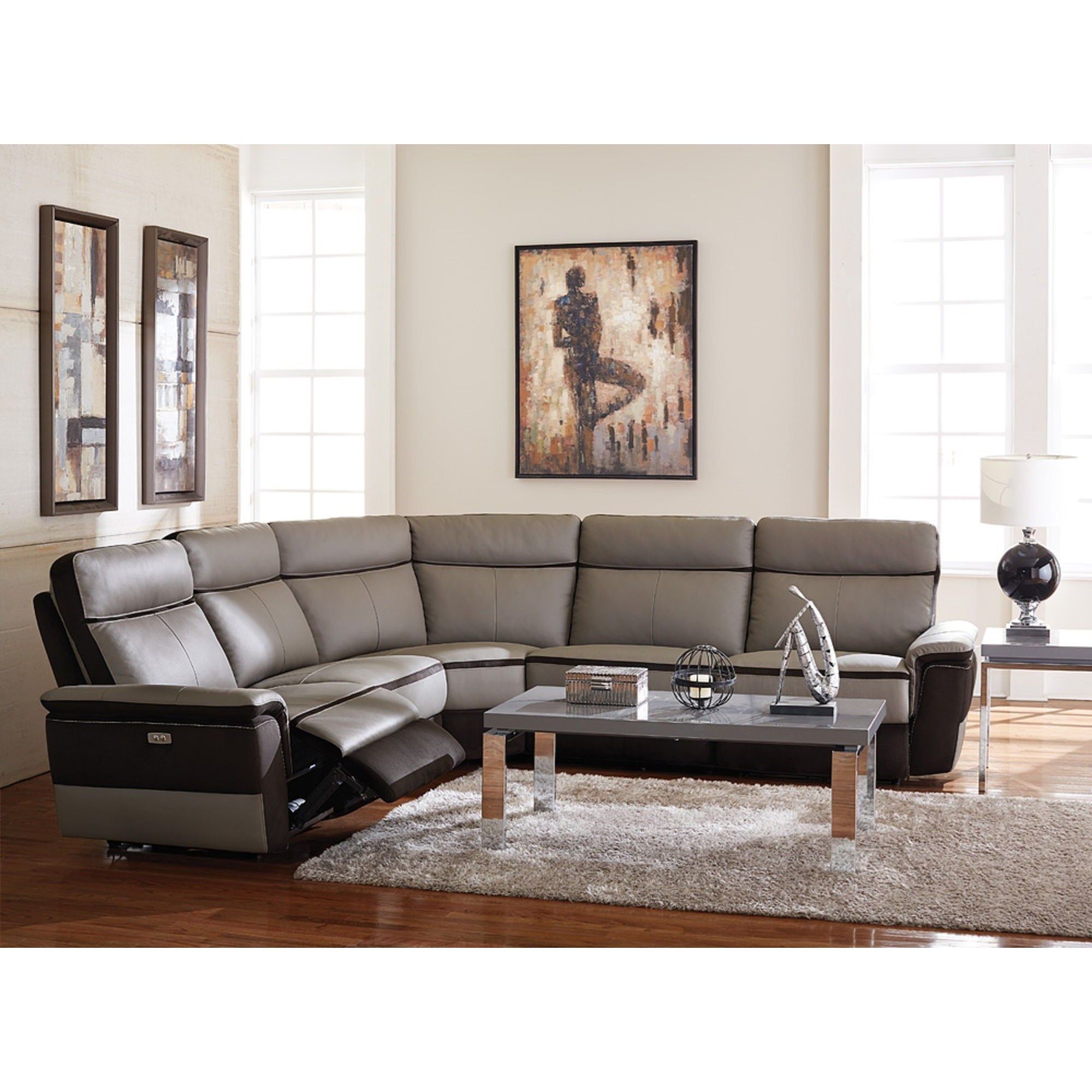 Homelegance Laertes Contemporary Power Reclining Sectional With Leather ... with regard to
