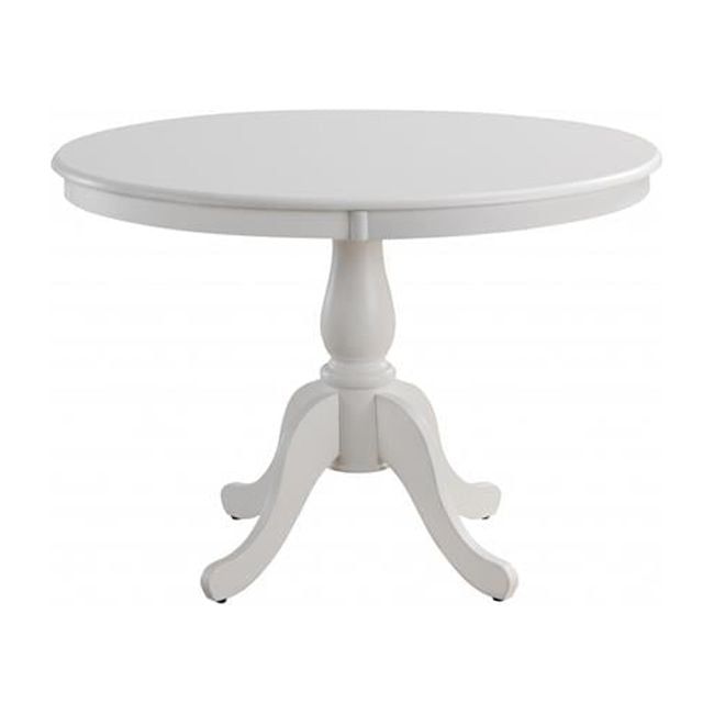 Homeroots 517756 30 X 42 X 42 In. White Round Turned Pedestal Base Wood ... throughout 30" Dark Brown Round Turned Pedestal Base Wood Dining Table