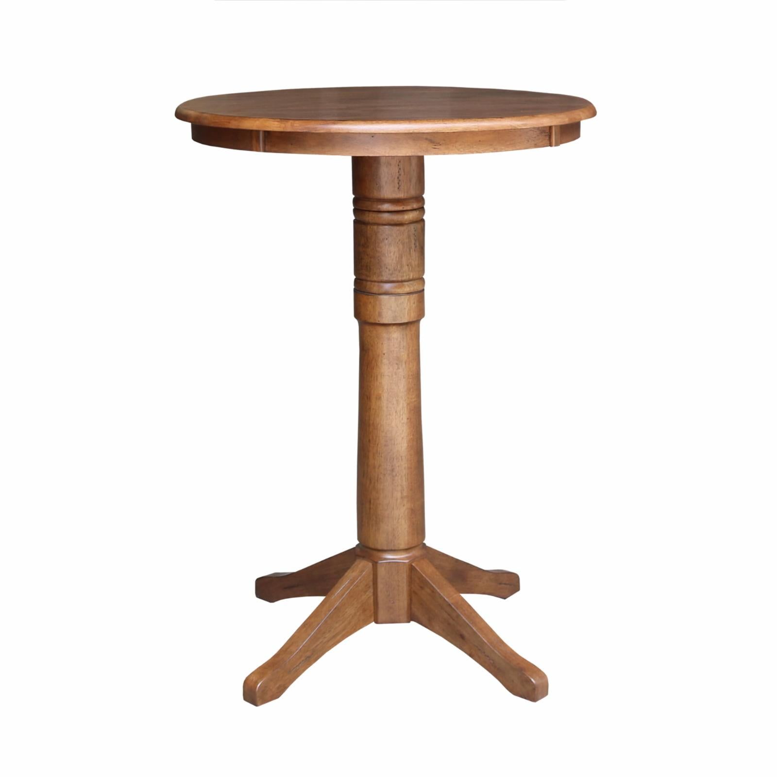 International Concepts Solid Wood Distressed Oak 30" Round Top Pedestal ... with regard to 30" Solid Wood Round Top Pedestal Table In Distressed Oak - 29.9" Height