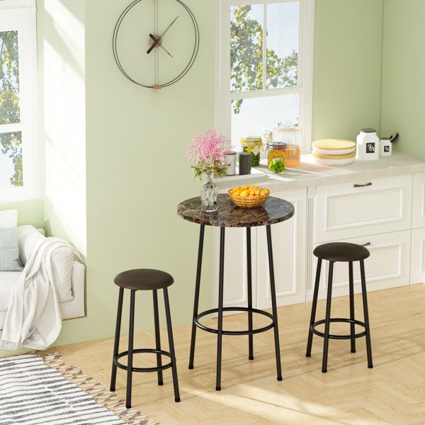 Latitude Run® Fuze 3 - Piece Faux Marble Top Dining Set &Amp; Reviews | Wayfair intended for