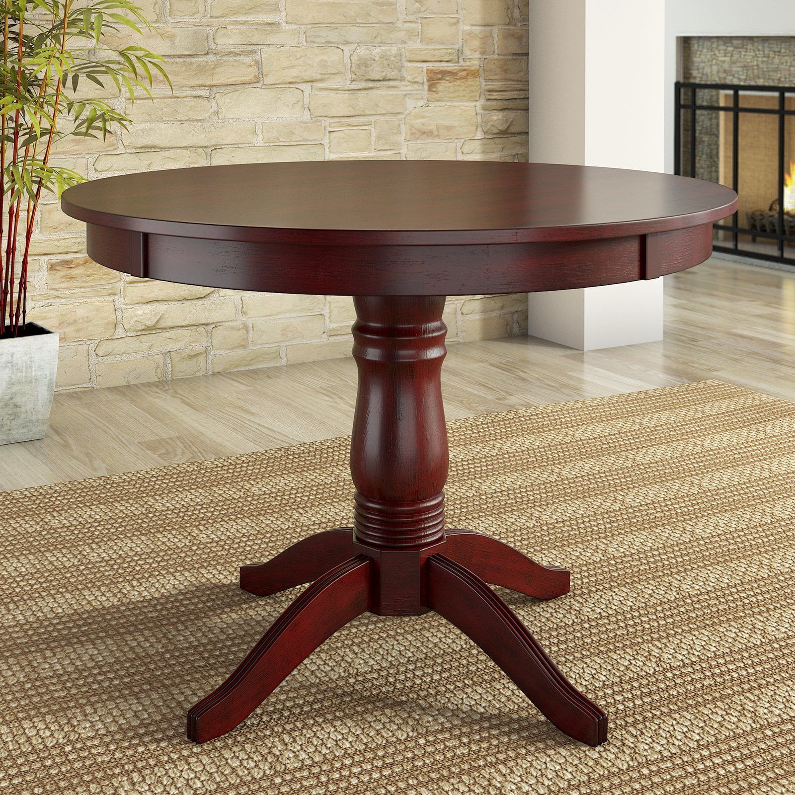 Lexington 42" Round Wood Pedestal Base Dining Table, Brown - Walmart.com intended for Choosing the Perfect 30" Dark Brown Round Dining Table A Comprehensive Guide