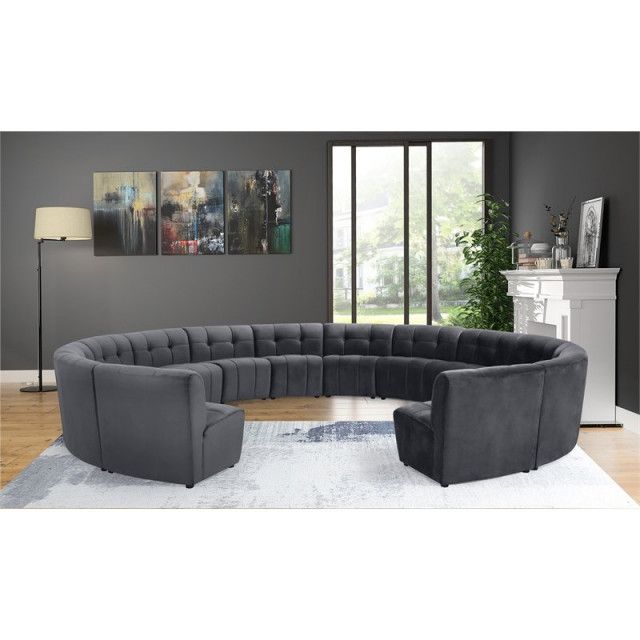 Maklaine 14-Piece Modular Contemporary Velvet Sectional Sofa In Gray ... inside Designing Your Living Space with a Maklaine Yellow Twill Sectional