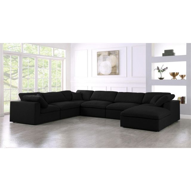 Maklaine Contemporary Black Linen Fabric Deluxe Modular Sectional Sofa ... for Designing Your Living Space with a Maklaine Yellow Twill Sectional