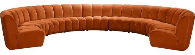 Maklaine Contemporary Cognac Velvet 9Pc. Modular Sectional Sofa ... intended for Designing Your Living Space with a Maklaine Yellow Twill Sectional