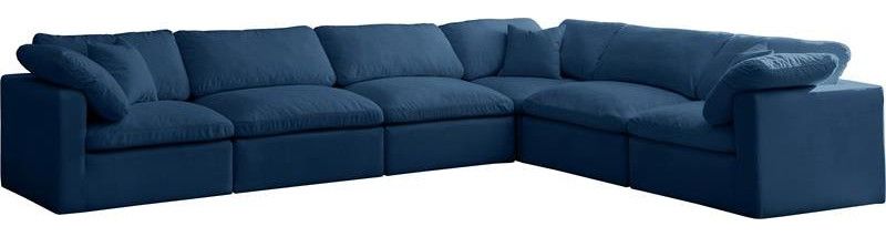 Maklaine Contemporary Standard Navy Velvet Cloud Modular Sectional Sofa ... intended for