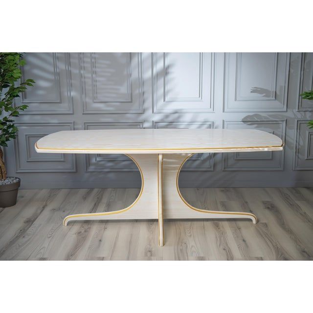 Mid-Century Style Edna Wood White Dining Table | Chairish regarding Unveiling the Charm of Edna Mid-Century Modern Dining Tables