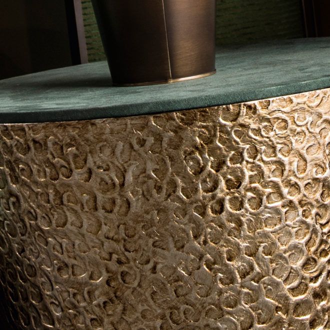 Modern Italian Hammered Metal Coffee Table - Juliettes Interiors inside