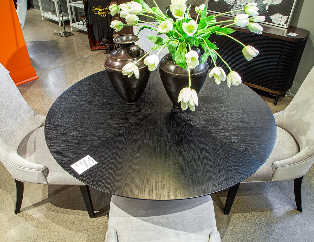 Modern Round Dining Table In Black Cerused Oak Finish - Carrocel Fine ... intended for