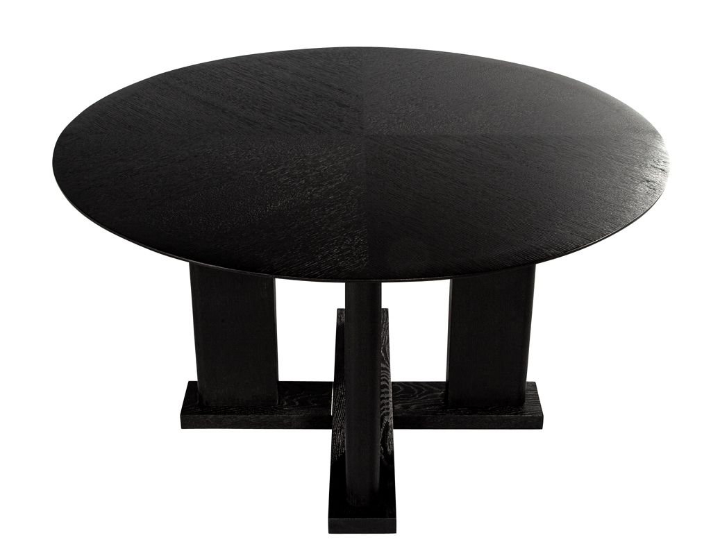 Modern Round Dining Table In Black Cerused Oak Finish - Carrocel Fine ... regarding