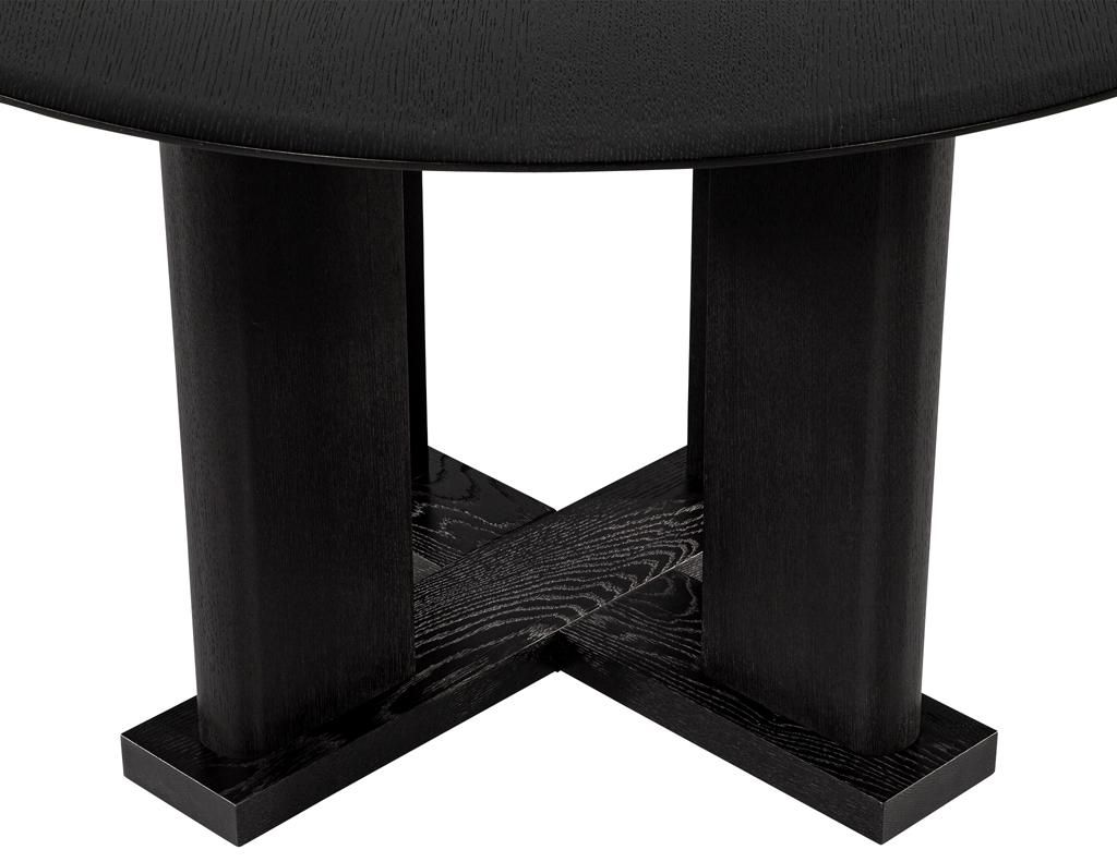Modern Round Dining Table In Black Cerused Oak Finish For Sale At 1Stdibs throughout