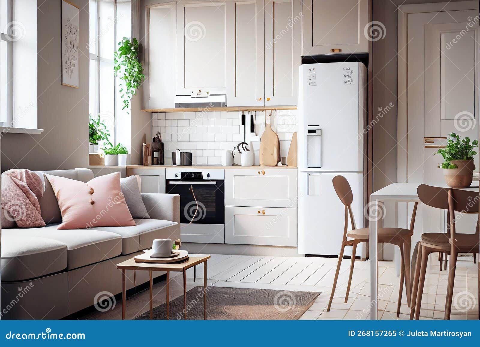 Modernly Designed White Kitchen Interior. Generative Ai Stock Illustration - Illustration Of ... in Styling Secrets Elevating Your Interior Design with the White Bench