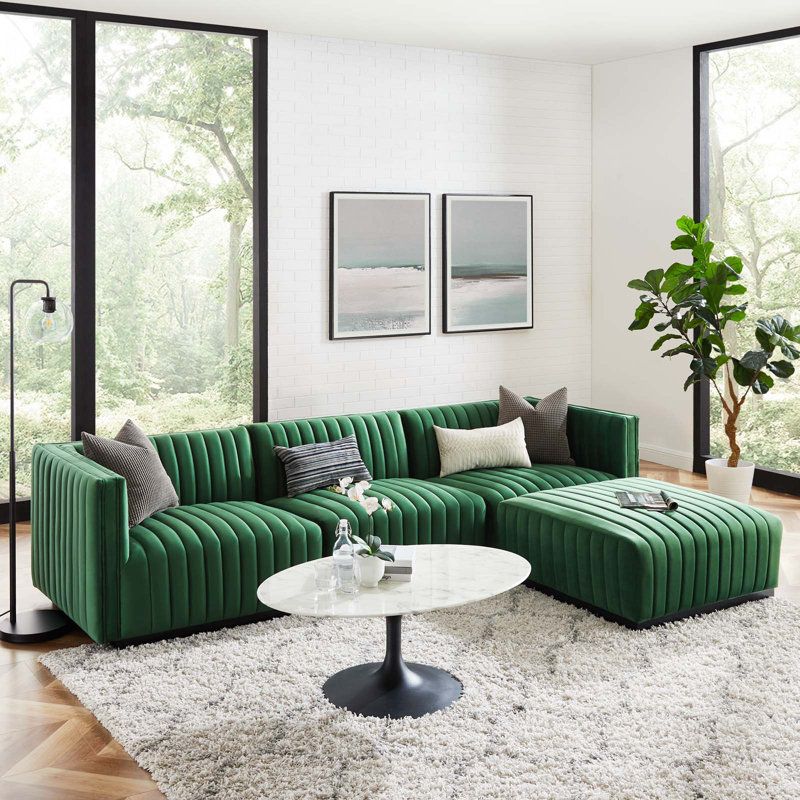 Modway Conjure Channel Tufted Performance Velvet 4-Piece Sectional By ... regarding