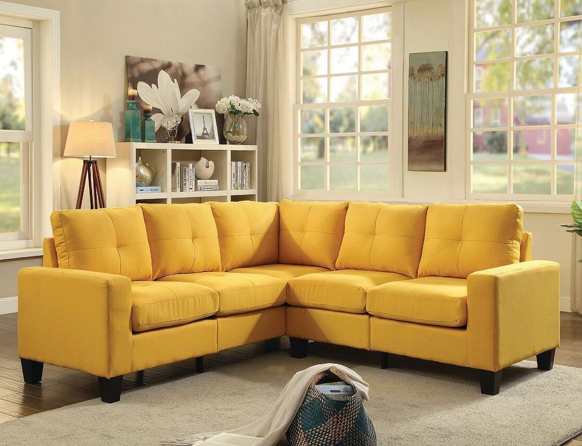 Newbury Sectional (Yellow) | Fabric Sectional Sofas, Living Room Design ... within Designing Your Living Space with a Maklaine Yellow Twill Sectional
