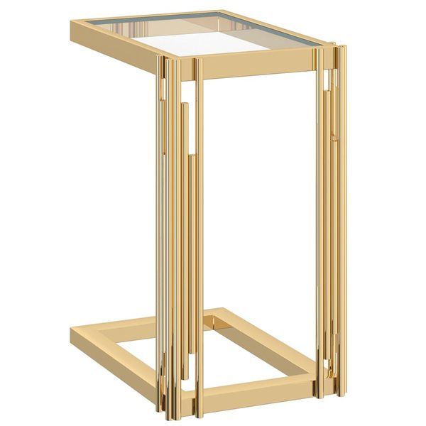 !Nspire Gold Glass Rectangular End Table | Rona throughout 24" Gold Glass Rectangular End Table
