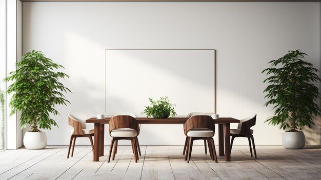 Premium Ai Image | Modern Dining Room White Wall Chocolate Plants Suny ... within