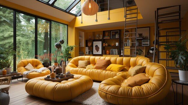 Premium Photo | Sofa Set Chronicles Designing Your Living Room Oasis regarding Orange Oasis Designing Your Living Room Around the Camacho Sofa
