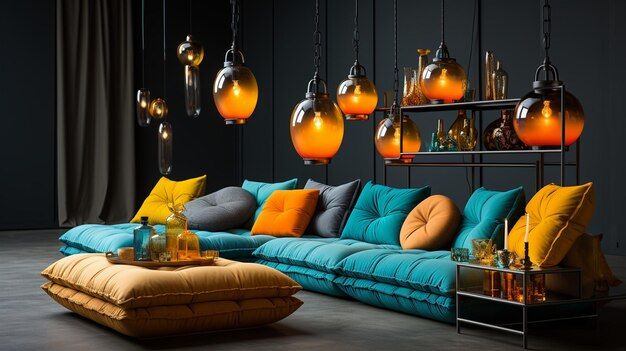 Premium Photo | Sofa Set Chronicles Designing Your Living Room Oasis within Orange Oasis Designing Your Living Room Around the Camacho Sofa