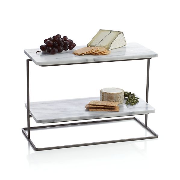 Rigsby Marble 2-Tier Server | Crate And Barrel inside Rigsby Stacking Tray Tables Black Oak A Deep Dive into Design and Functionality