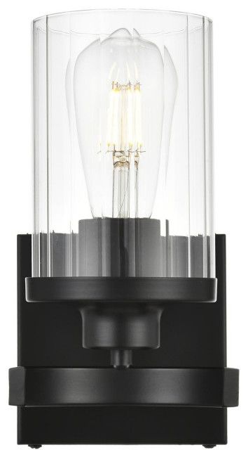 Saanvi 1 Light Bathroom Vanity Light, Black - Transitional - Bathroom ... intended for 1 Light Bathroom Light In Contemporary Style - 5 Inches Wide By 8.75 Inches