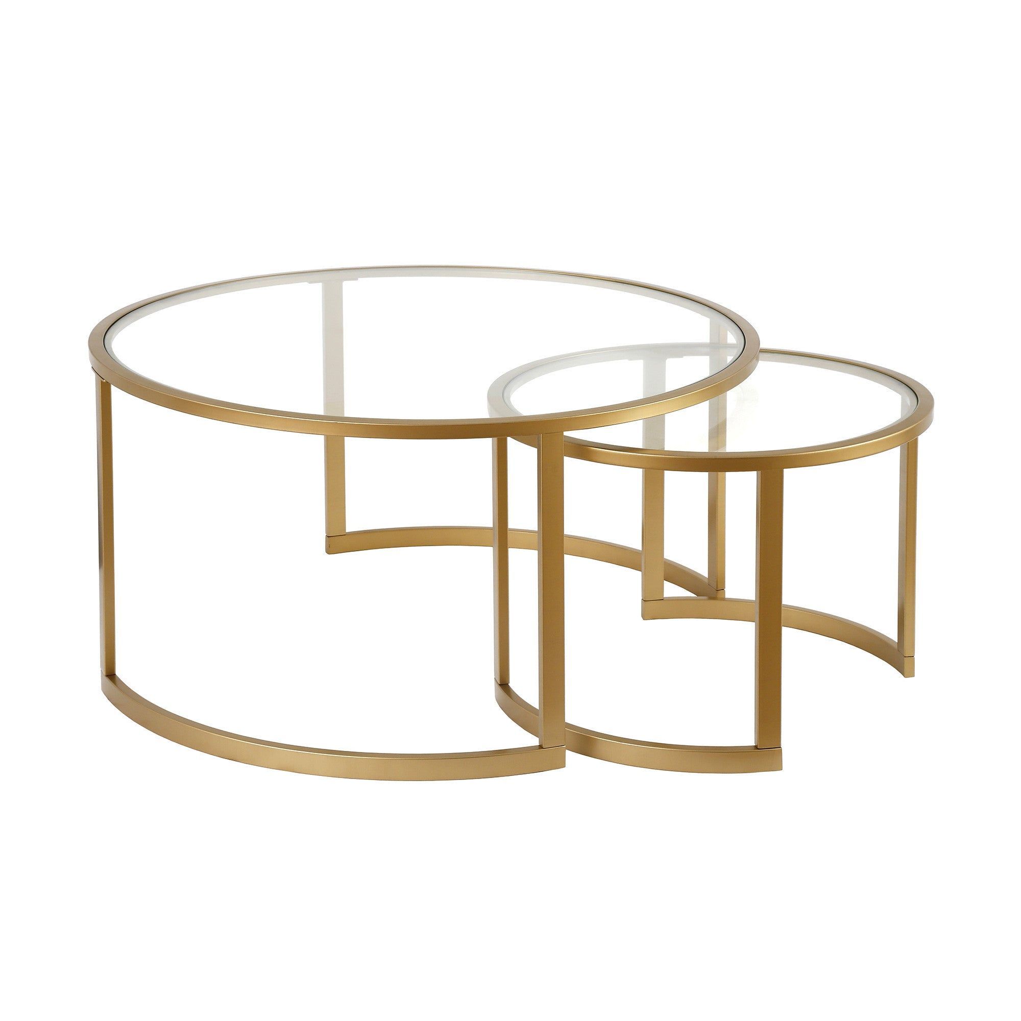 Set Of Two 36" Gold And Glass Round Nested Coffee Tables in Unveiling the Allure of 35" Gold Glass Round Nested Coffee Tables A Comprehensive Guide
