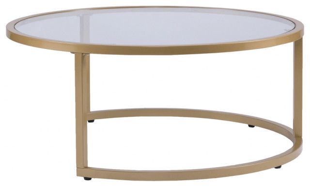 Set Of Two Gold Glass Round Nested Coffee Tables - Contemporary ... for Unveiling the Allure of 35" Gold Glass Round Nested Coffee Tables A Comprehensive Guide