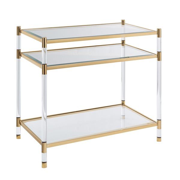 Southern Enterprises Ising Plated Gold Glass Rectangular End Table ... with 24" Gold Glass Rectangular End Table