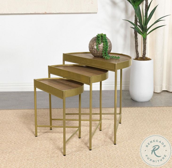 Tristen Brown And Gold 3 Piece Nesting Table From Coaster Furniture ... in