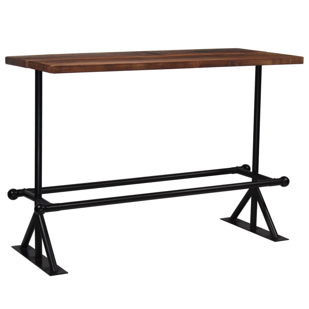 Vidaxl Bar Table Solid Reclaimed Wood Dark Brown Wooden Table Multi ... within