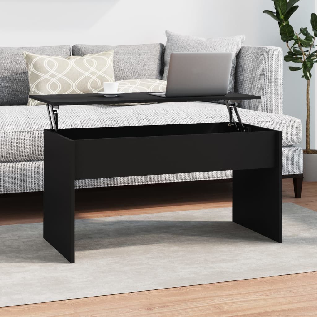 Vidaxl Coffee Table Black 102X50.5X52.5 Cm Engineered Wood - Wood ... regarding