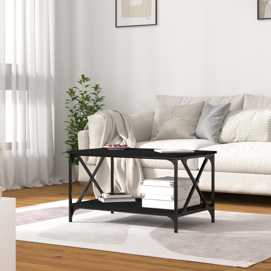 Vidaxl Coffee Table Black 80X50X45 Cm Engineered Wood And Iron - Wood ... throughout Decoding the VidaXL Coffee Table 3-Piece Black Dimensions Features and Considerations