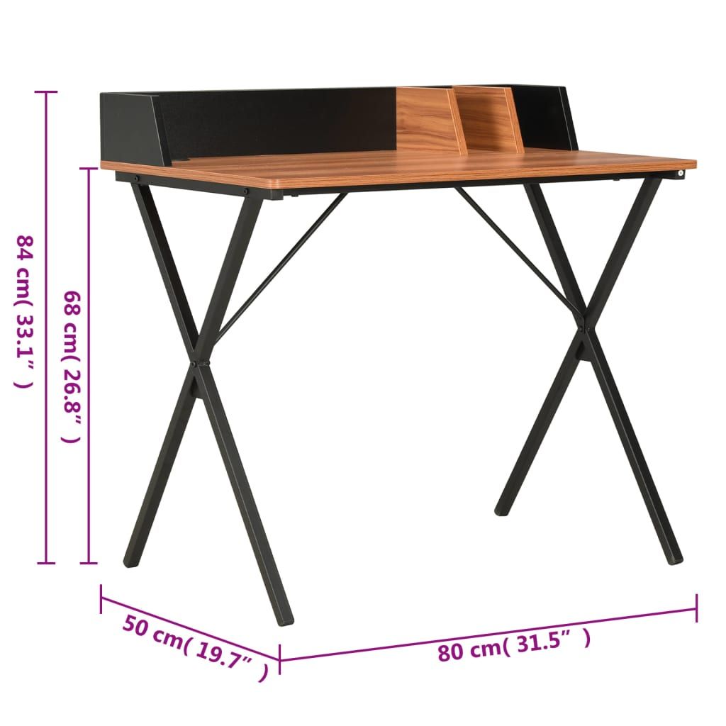 Vidaxl Desk Black And Brown 80X50X84 Cm - Wood Factory Furniture with