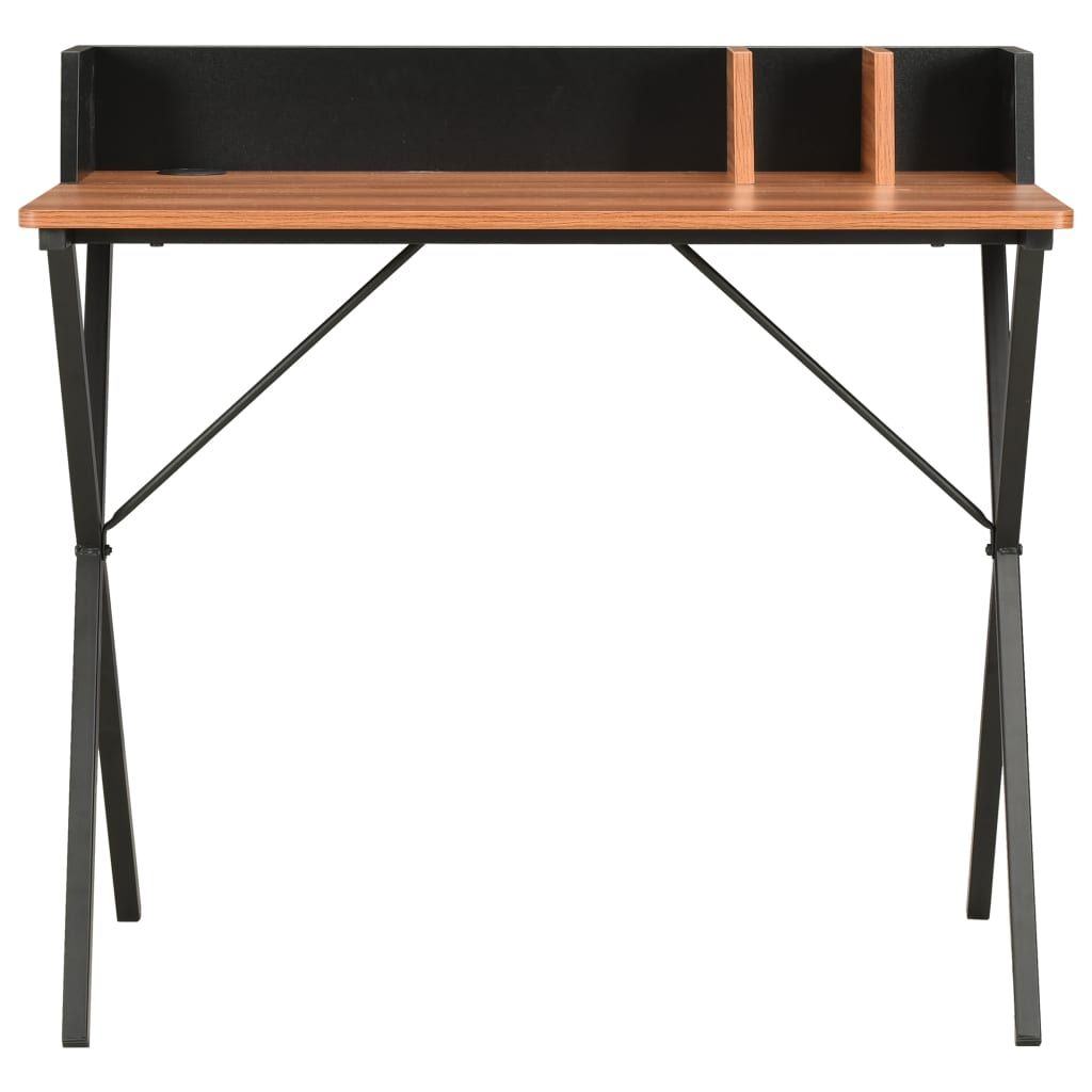 Vidaxl Desk Black And Brown 80X50X84 Cm - Wood Factory Furniture within