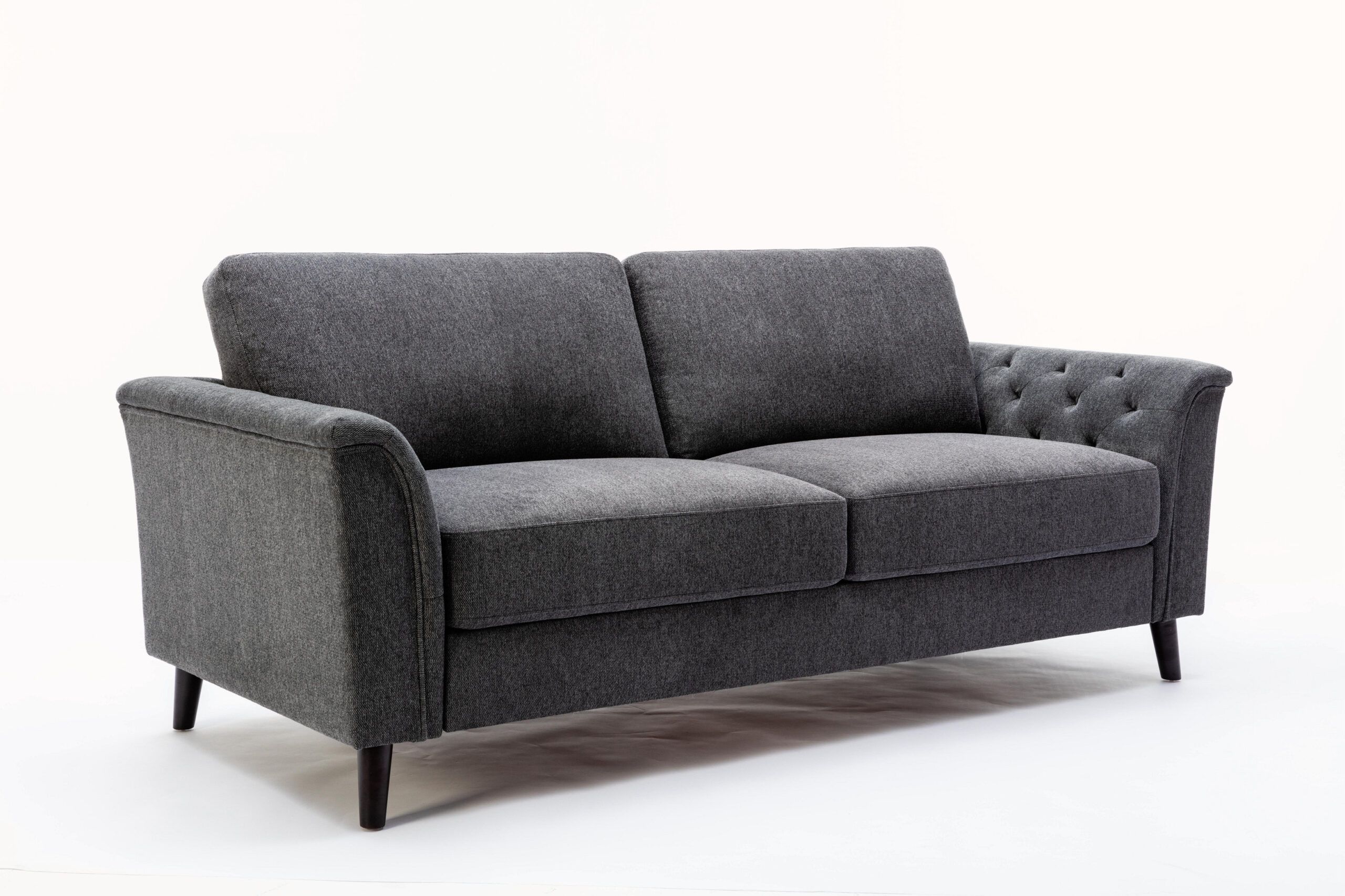 Wenty Stanton Dark Gray Linen Sofa With Tufted Arms | Wayfair for Beyond the Basics: Advanced Tips for Styling Your Cooper Dark Gray Linen Sofa