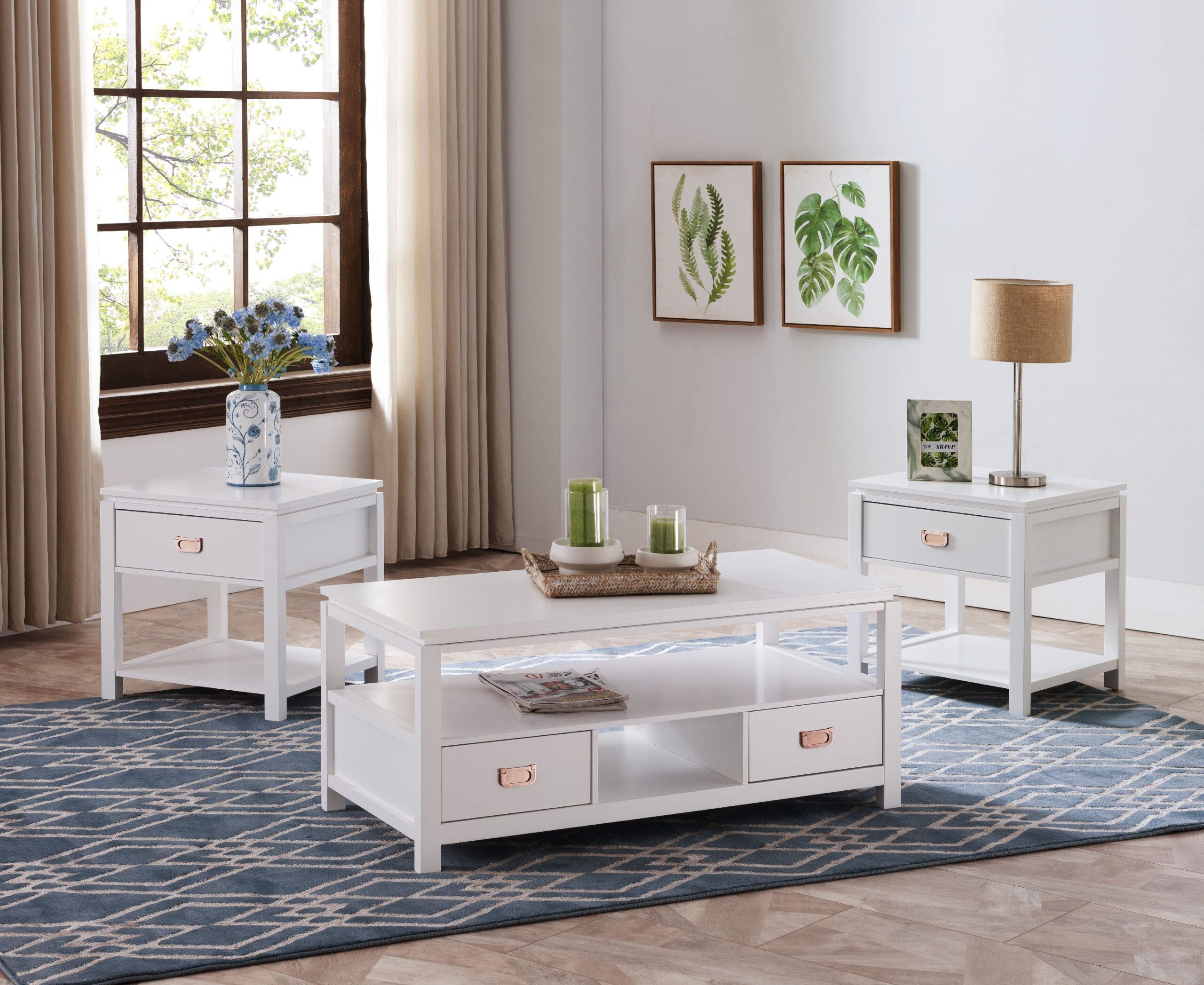 White Coffee Table With Storage Drawers / Northport White Coffee Table ... throughout