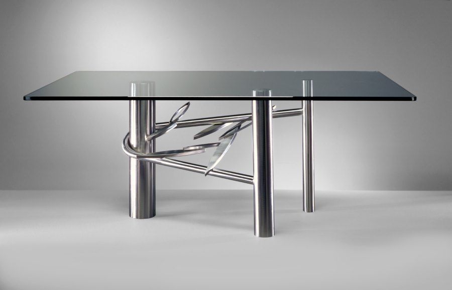 20 Sleek Stainless Steel Dining Tables regarding The Art of Styling a Clear Glass and Stainless Steel Dining Table