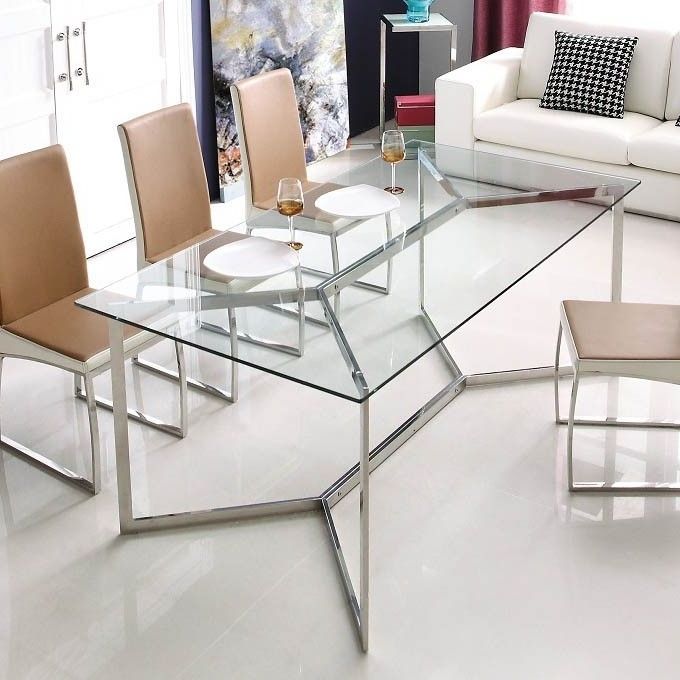 20 The Best Glass And Stainless Steel Dining Tables inside