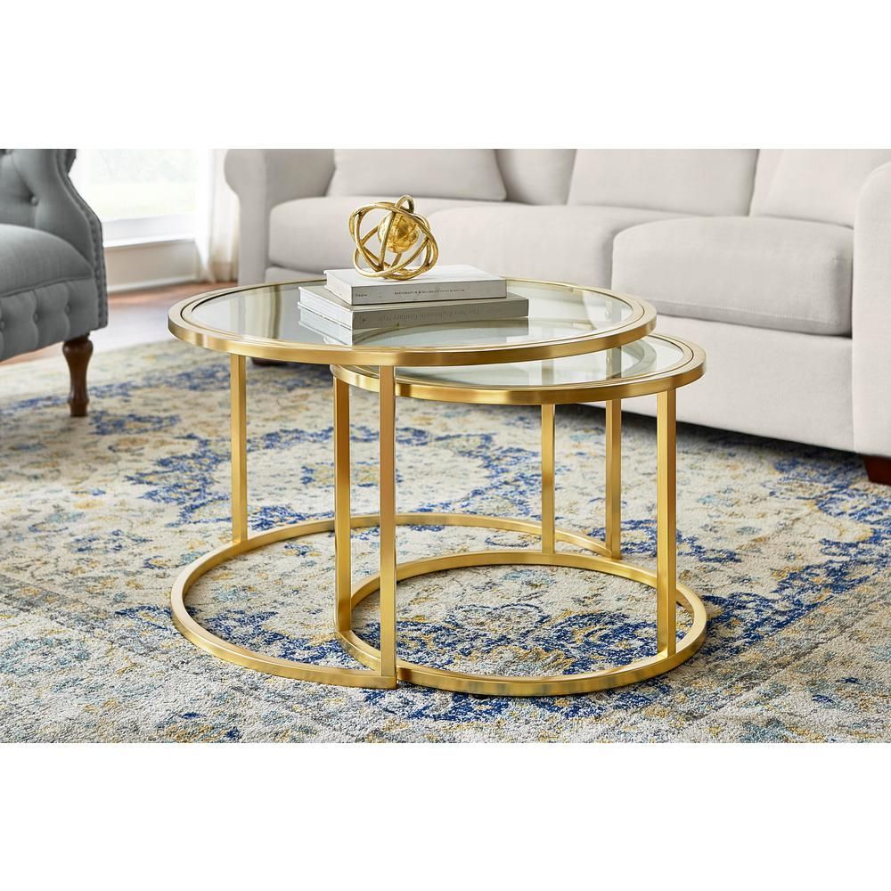 Adding A Gold Glass Round Coffee Table To Your Home - Coffee Table Decor intended for Why a 2-Piece Gold Round Metal Table Set is a Smart Design Choice
