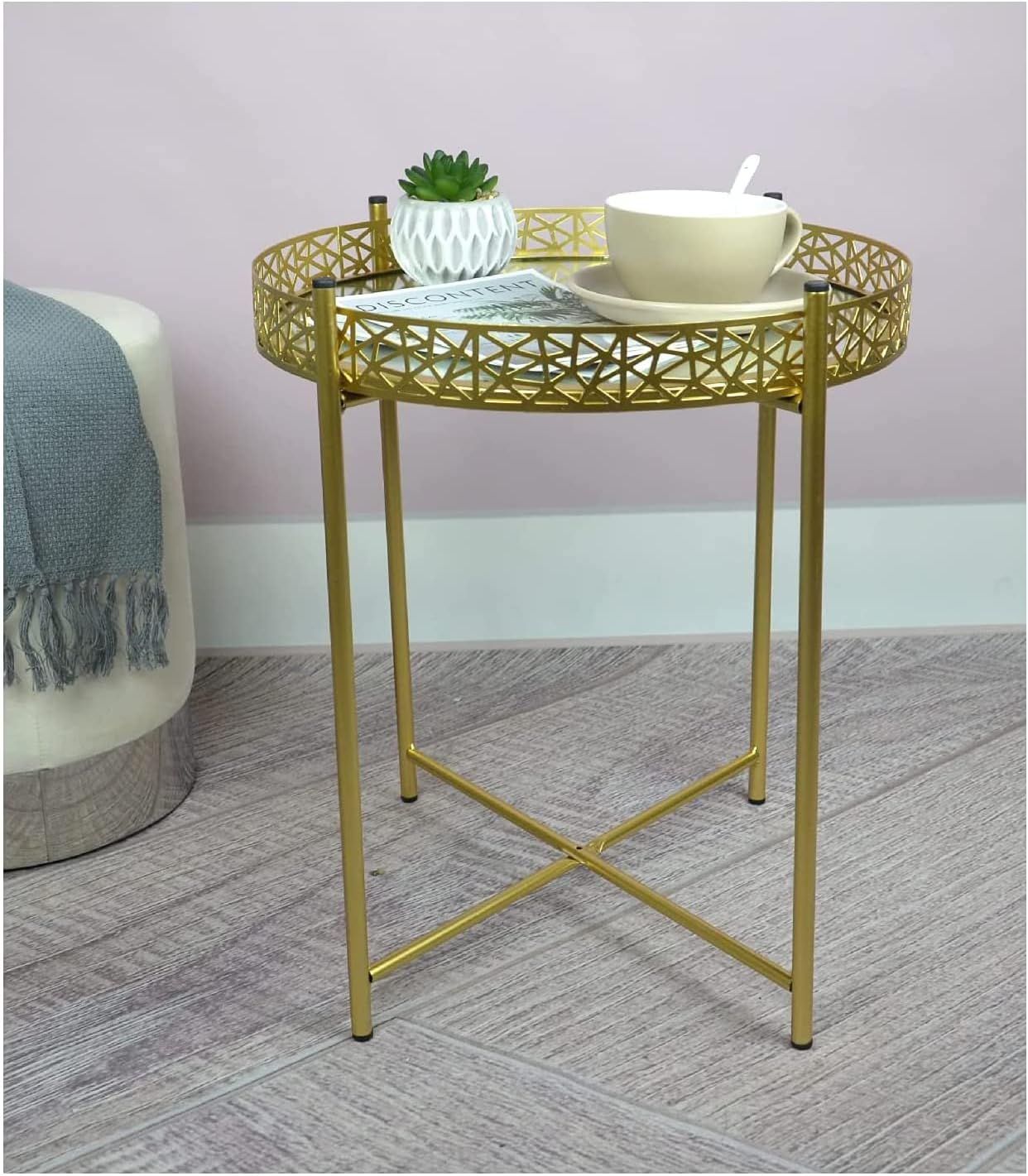 Aj Gold Tray Table Side Coffee End Tea Table Stunning Gold Colour ... regarding