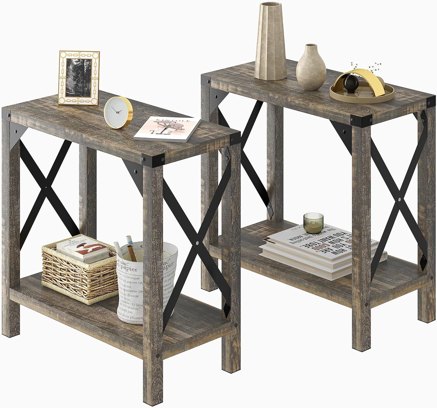 Amazon.com: Idealhouse Farmhouse End Table For Small Spaces Narrow Side ... with