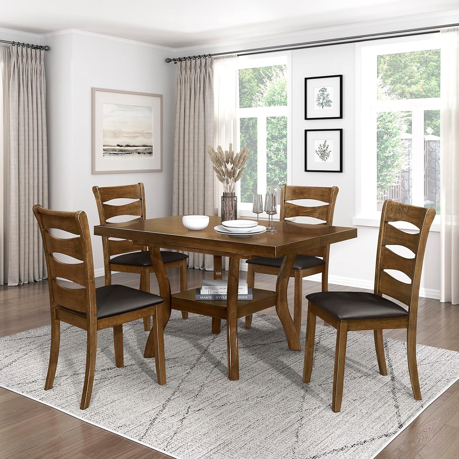 Amazon.com - Lexicon Evergreen 5-Piece Dining Set, Brown - Table ... throughout