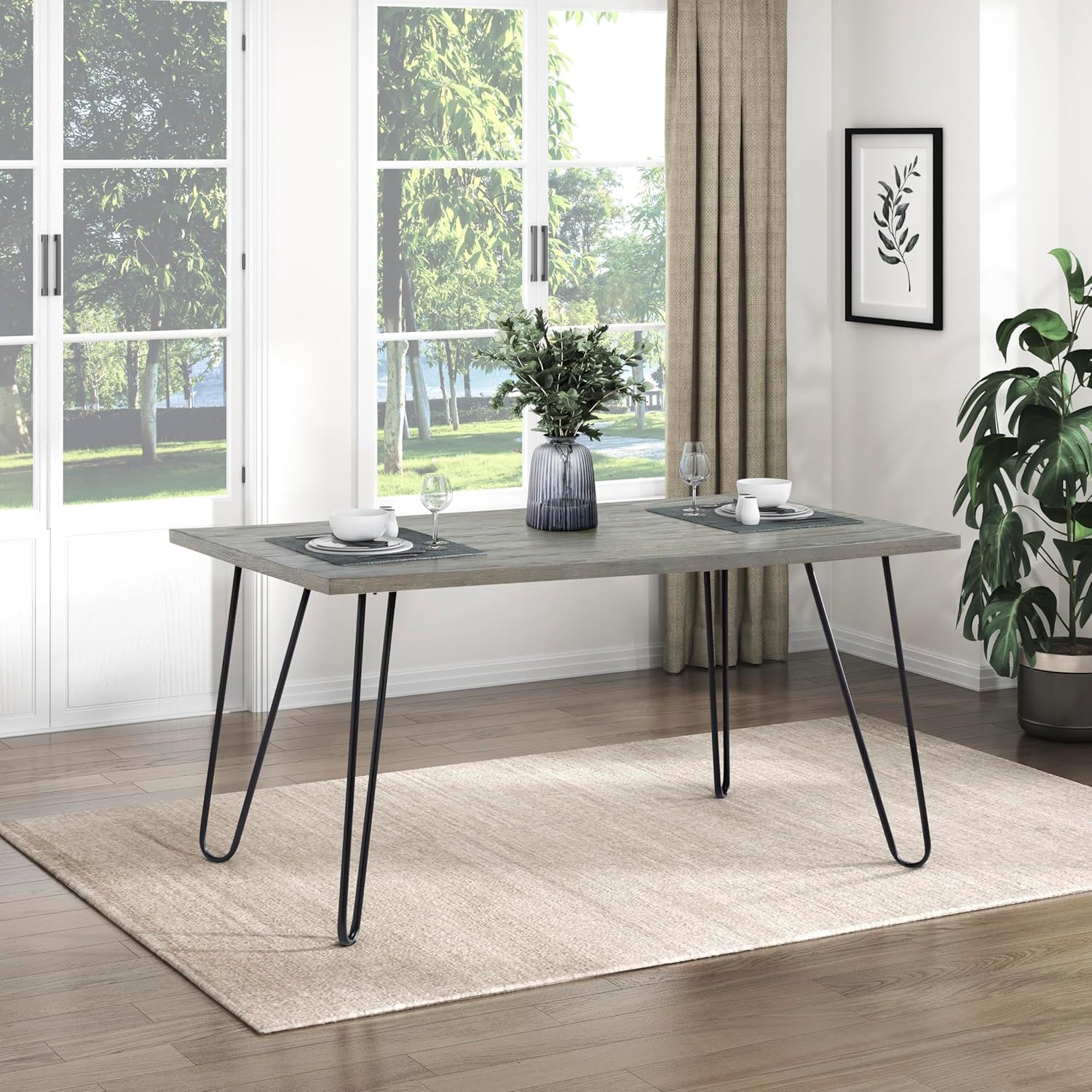 Amazon.com - Lexicon Loupe Dining Table, Light Gray/Black - Tables pertaining to