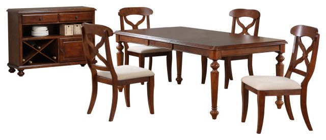 Andrews 6 Piece Butterfly Leaf Dining Set, Chestnut Brown, Server ... pertaining to Designing Timeless Dining Spaces with the Andrews Butterfly Table