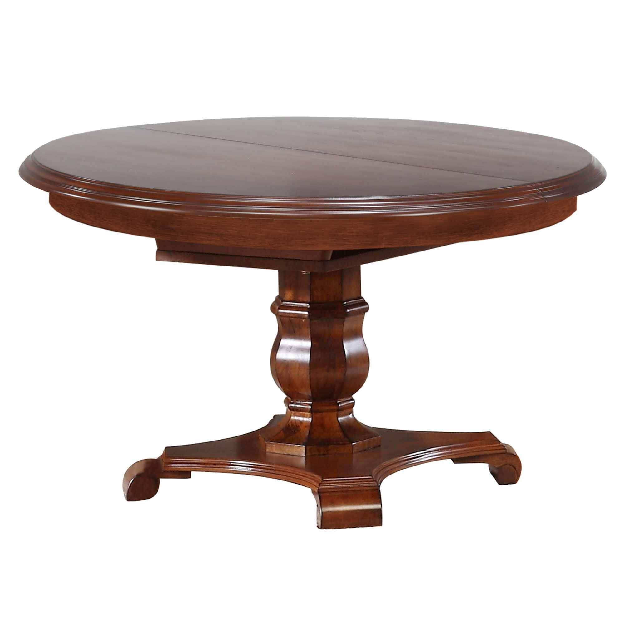 Andrews 66″ Round Butterfly Leaf Dining Table In Chestnut - Sunset Trading with regard to