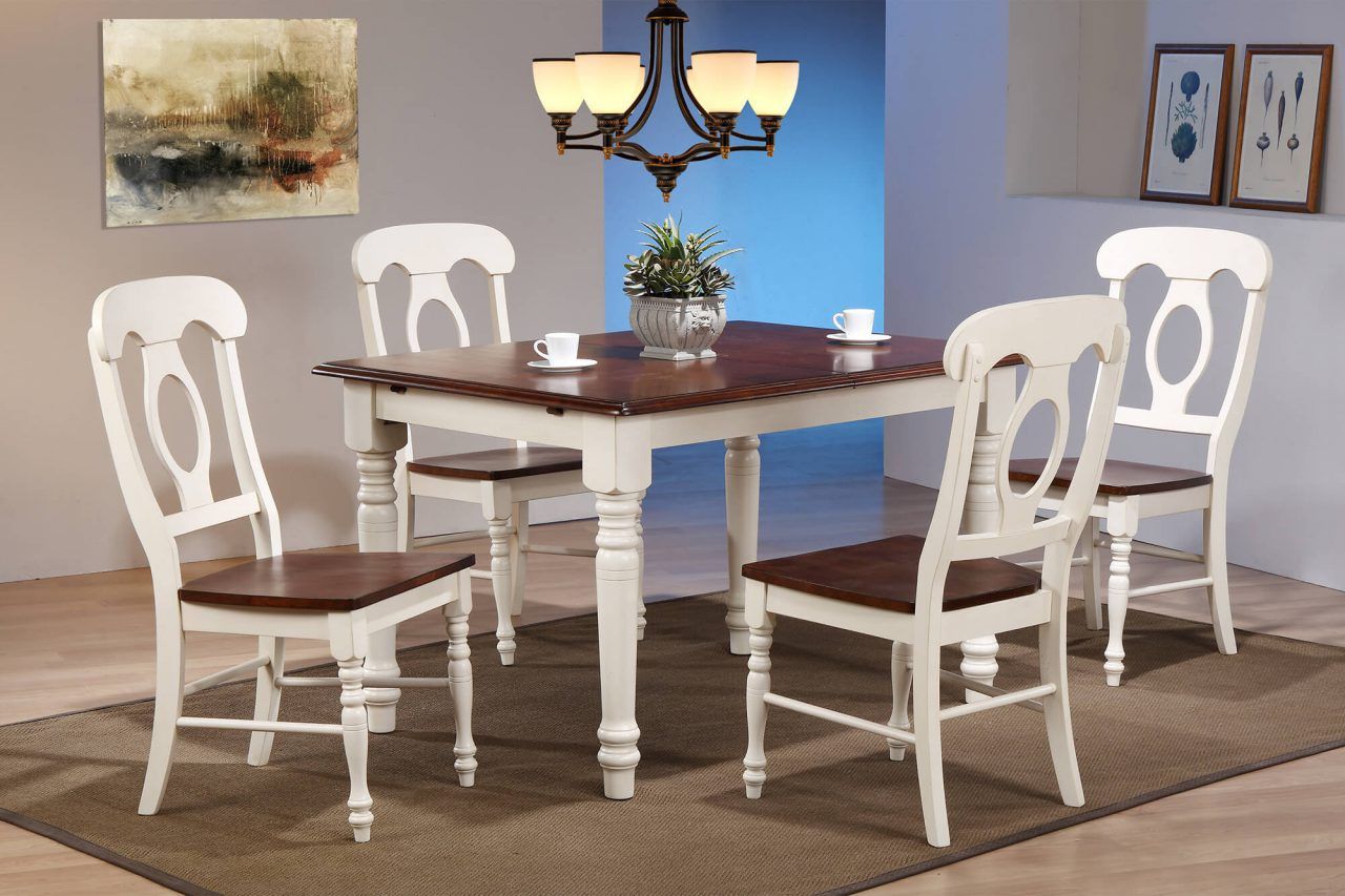 Andrews Butterfly Leaf Dining Set With Napoleon Chairs – Antique White ... intended for Designing Timeless Dining Spaces with the Andrews Butterfly Table