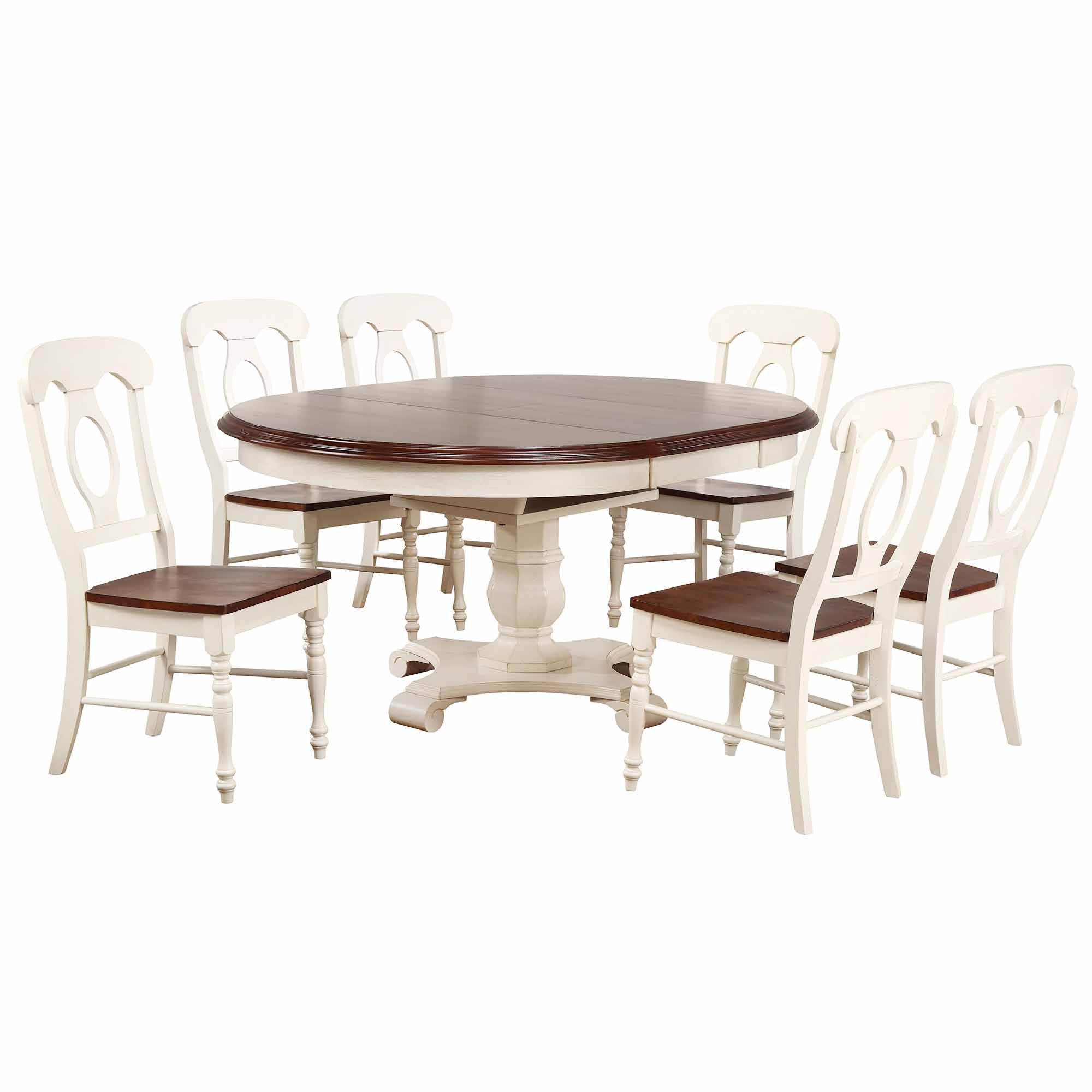 Andrews Butterfly Leaf Dining Set With Napoleon Chairs – Antique White ... within