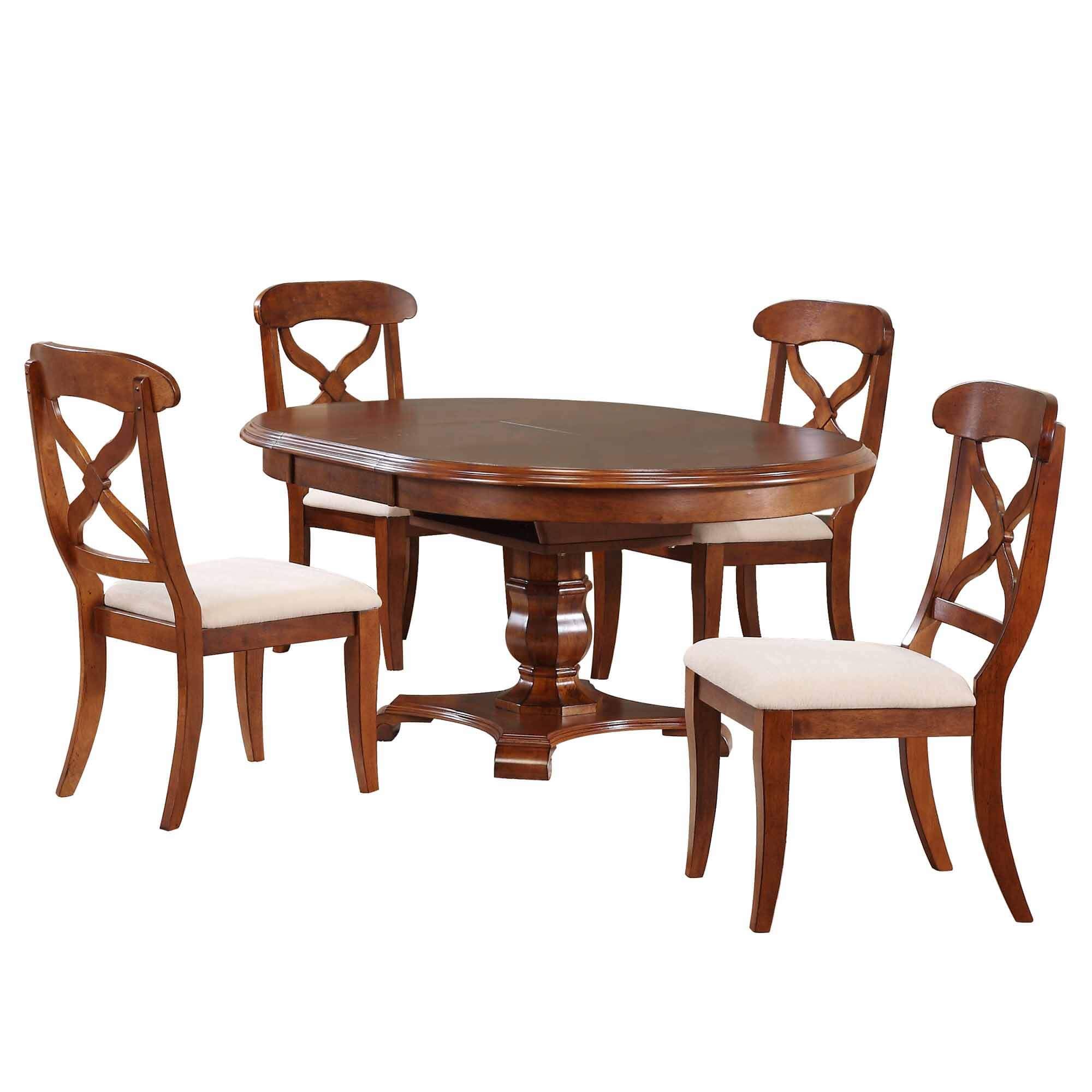 Andrews Butterfly Leaf Dining Set With X-Back Chairs - Chestnut (5 ... pertaining to